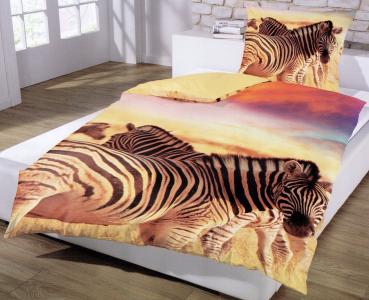 Bettwäsche Zebras im Sonnenuntergang - 155 x 220cm - Baumwolle - in Übergröße